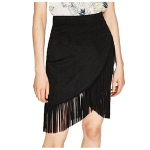 Zara faux suede fringe skirt